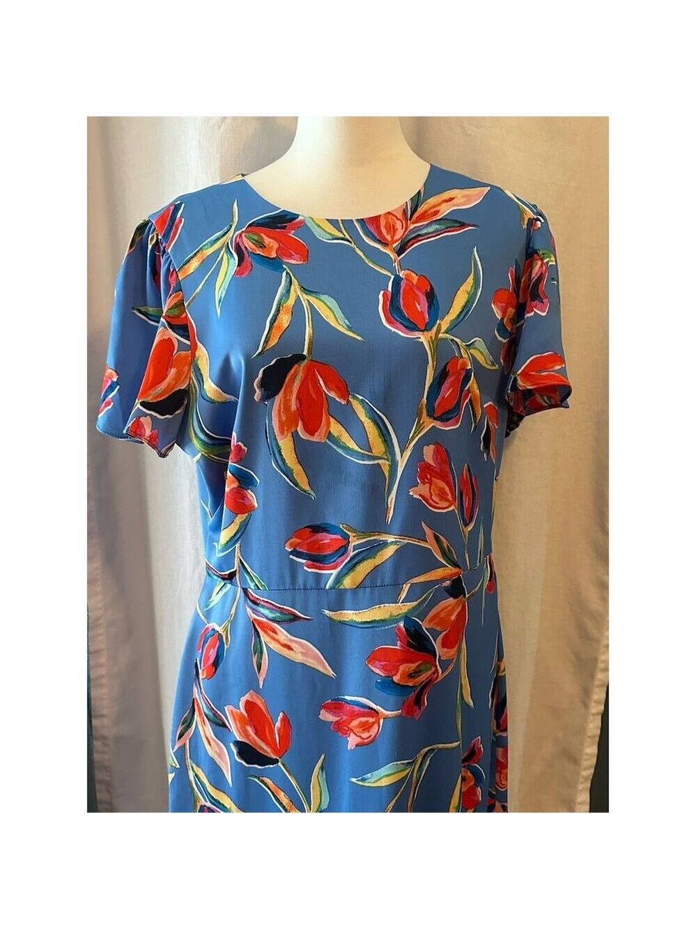Maggy London Women's Floral Midi Dress Size 14 Multicolor Casual - Picture 2 of 7